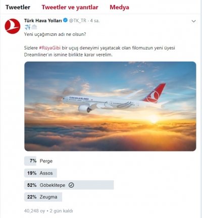 Vali Erin THY’nin Yeni Uçağının İsmi İçin Oy İstedi