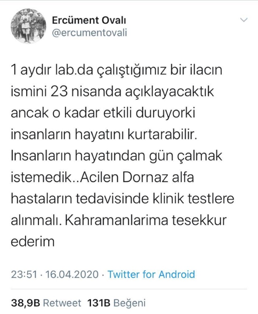 Ercüment Ovalı’dan ümit verici açıklama