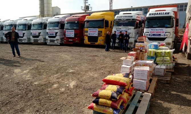 10 TIR insani yardım malzemesi Suriye’ye gönderildi