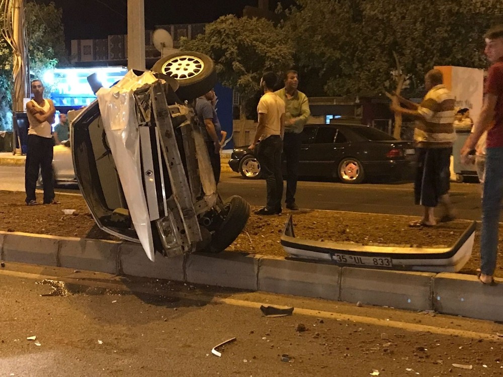 Takla atan otomobilin sürücüsü yaralandı