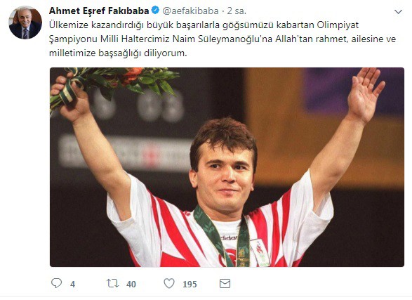 Bakan Fakıbaba’^dan Naim Süleymanoğlu açıklaması