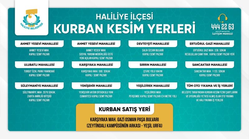 HALİLİYE’DE KURBAN SATIŞ VE KESİM YERLERİ BELİRLENDİ