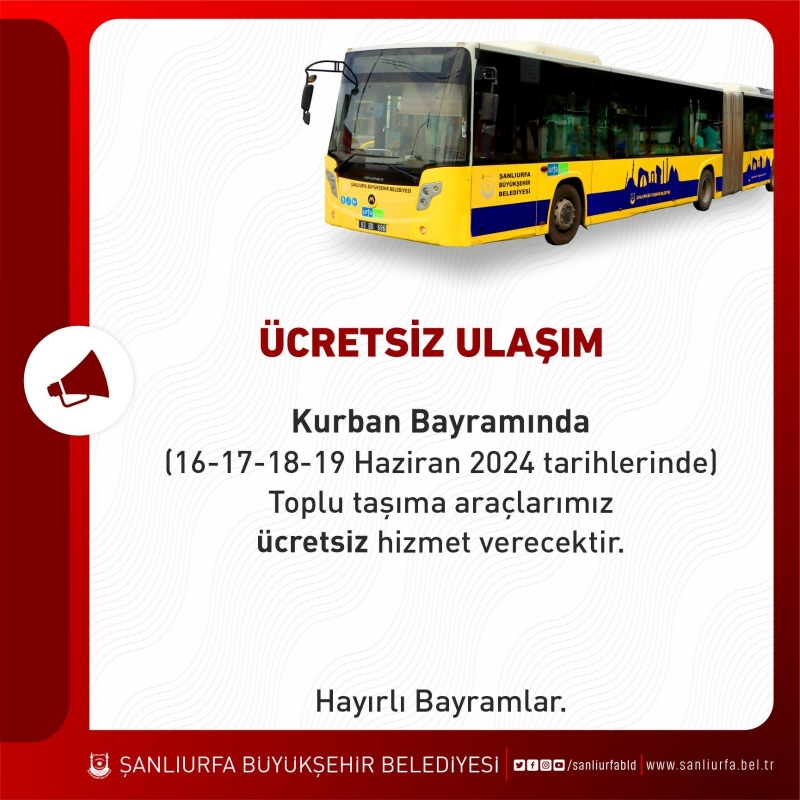 BAYRAMDA ULAŞIM ÜCRETSİZ