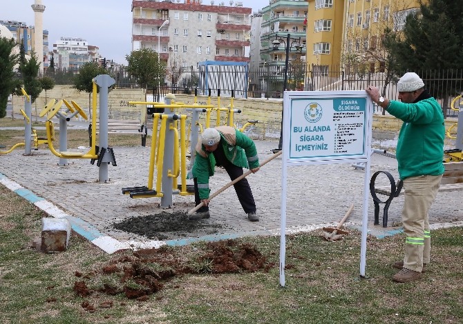 Haliliye’deki parklara sigara içmeyiniz tabelaları asıldı