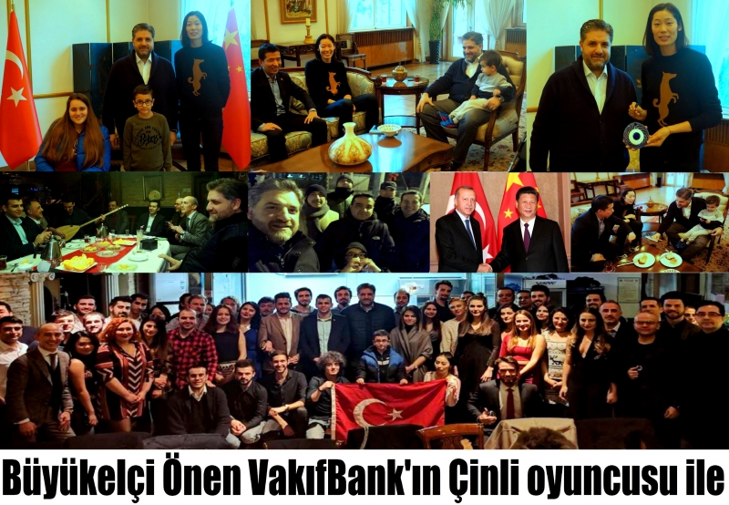 Büyükelçi Önen VakıfBank'ın Çinli oyuncusu Zhu Ting ile