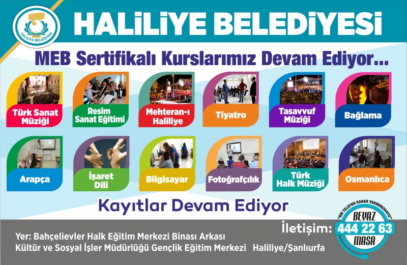 Haliliye Belediyesinde Kurs Kayıtları Devam Ediyor