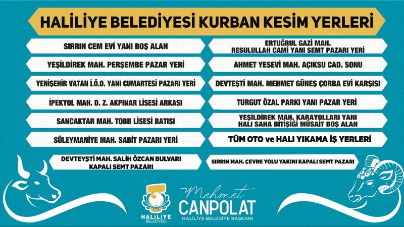 HALİLİYE’DE KURBAN SATIŞ- KESİM YERLERİ BELİRLENDİ