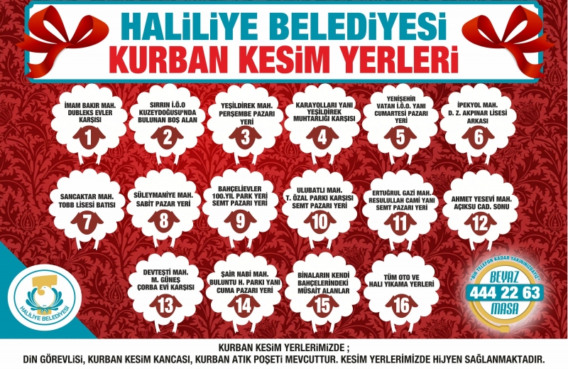 Haliliye'deki Kurban Kesim Ve Satış Yerleri Belirlendi