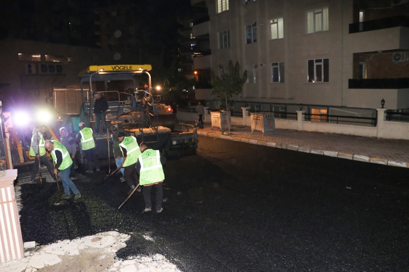 KARAKÖPRÜ'DE ASFALTLAMA ÇALIŞMALARINDA GECE MESAİSİ
