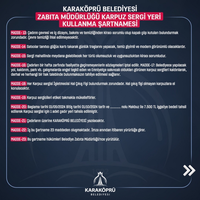 KARAKÖPRÜ’DE KARPUZ SERGİLERİNE YENİ DÜZENLEME