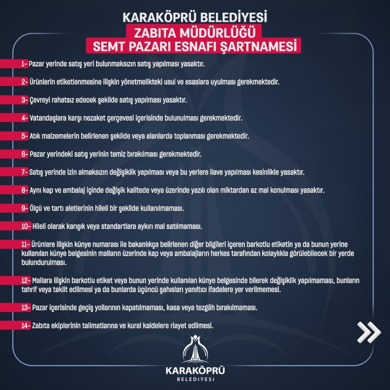 KARAKÖPRÜ’DE SEMT PAZARLARINA YÖNELİK YENİ DÜZENLEME