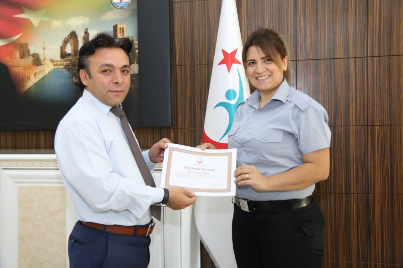 Özverili Personelimze Teşekkür Belgesi.