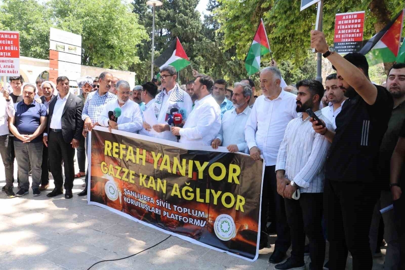 Şanlıurfa’da İsrail’e tepki, Filistin’e dua