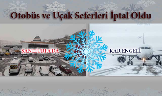 Şanlıurfa’da kar yağışı nedeniyle otobüs ve uçak seferleri durduruldu