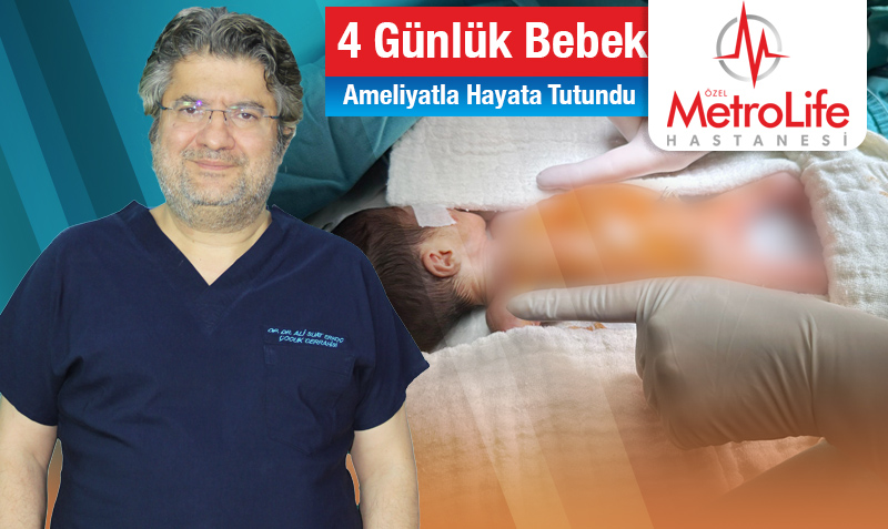 Suriye'den sevk edilen, anne karnında bağırsak delinmesi olan 1 kg lık yenidoğan bebek başarılı bir operasyon ile yaşama tutundu…
